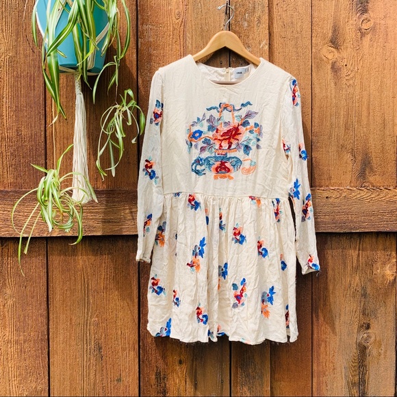 ASOS Dresses & Skirts - Asos floral embroidered mini babydoll dress sz 12